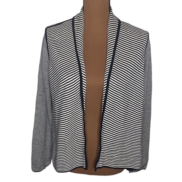 Talbots striped open front shawl collar relaxed sweater cardigan size Mp - Picture 1 of 14